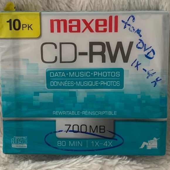 Maxell CD-RW Discs 700MB/80min 4x Sealed  10/Pack NWT - Picture 2 of 4